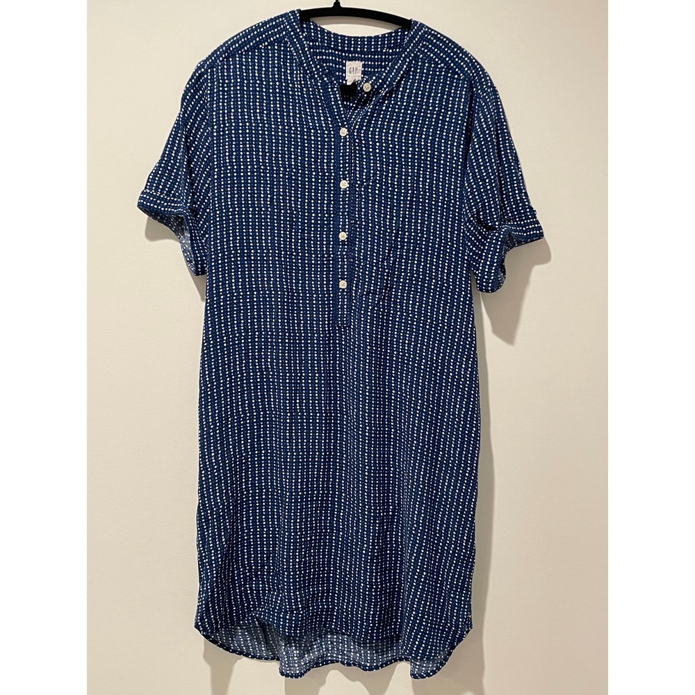 GAP Womens Blue Dotted Print Dress Short Sleeve Casual Summer Mini Small